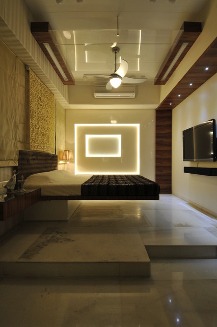 Дизайн интерьера спальни в стиле хай-тек 