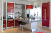 кухня красно белая фото