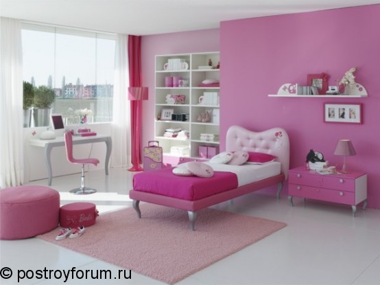 Дизайн спальни в розовом цвете
