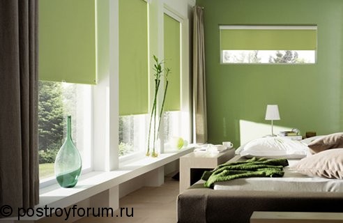 зеленые шторы для спальни фото